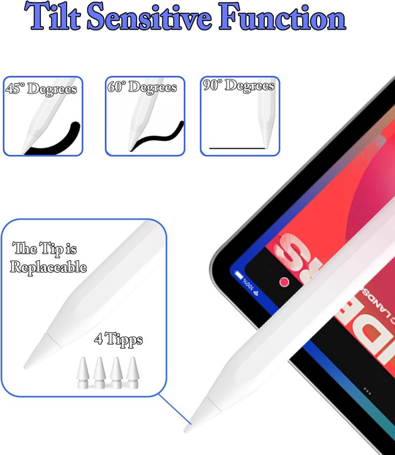 CMARS Stylus Pen for iPad(2018-2025), Pad Pencil 10th Generation with Palm Rejection, Active Digital Pencil Compatible with Apple iPad 6/7/8/9/10/A16, Pro 11"/12.9"/13"/M4, Mini 5/6, Air 3/4/5/M2/M3 -Pueple - Image 4
